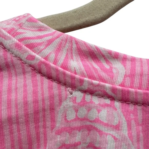 NWOT Lilly Pulitzer Barreto Cotton Top Short Sleeve Gold Button Beach Pink M - Picture 10 of 12